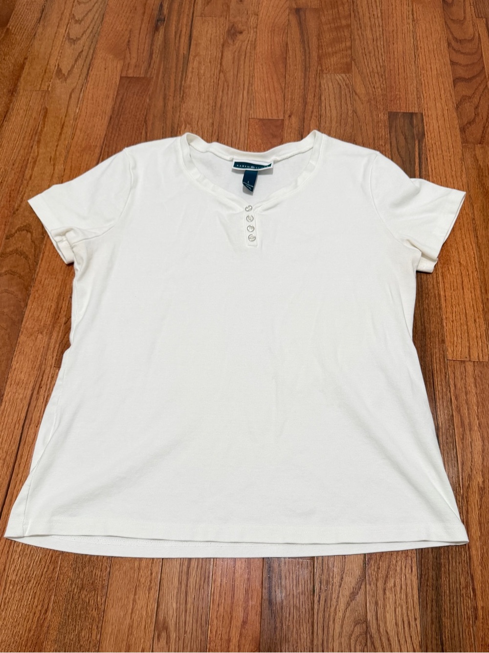 Karen Scott White Short-Sleeve Henley Tee